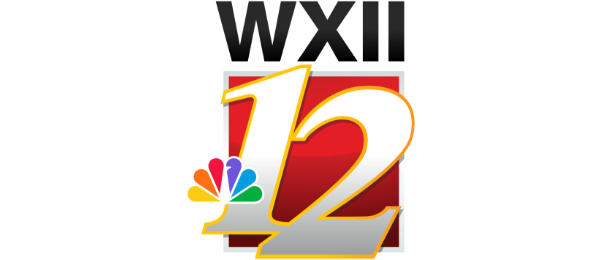 WXII 12 logo featuring large gold and white 12, black WXII above, and the NBC peacock logo on the left, set against a red square background.