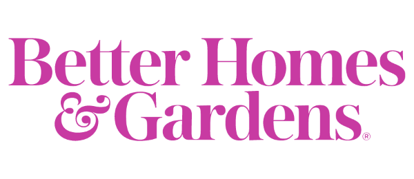 The Better Homes & Gardens logo in bold, pink serif font on a white background.