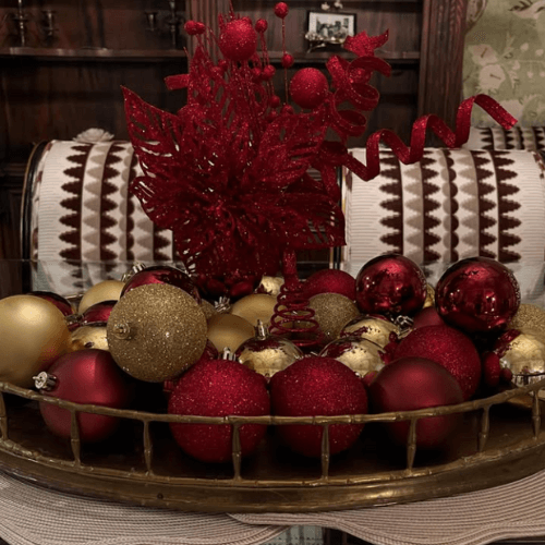 holiday tray with decorative bells